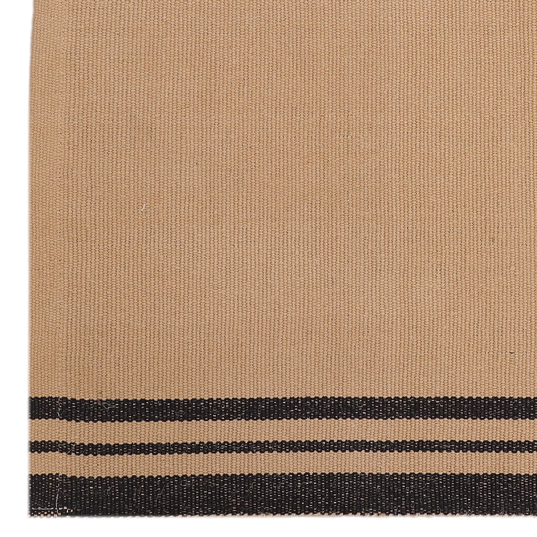 Mainstays Handwoven Woven Stripes Runner Rug, Black and Beige, 22" x 72" Antiskid Backing