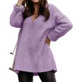 thumbnail image 3 of Long Sleeve Solid V Neck Casual Knit Pullover Sweater, 3 of 6