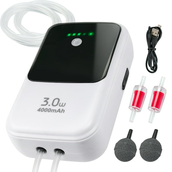 Ghosthorn Silent Dual Operating Mode Rechargeable Aerator for Fish, Large Capacity Aquarium Air Pump with Universal Clip for Most Bait Buckets