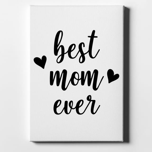 best mom ever - lowercase - hearts - 11" x 14" - Decorative Canvas Wall Art - White Edge - 5/8" Gallery Wrapped