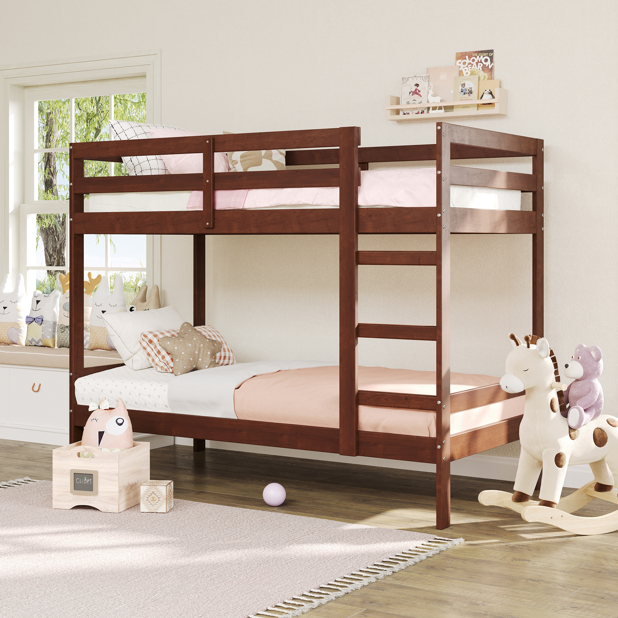 Walker Edison Modern Solid Wood Twin over Twin Bunkbed, Espresso - image 3 of 15