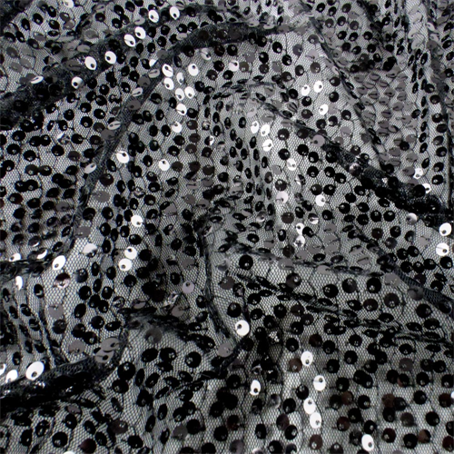 Black Sequin Mesh, Fabric By the Yard