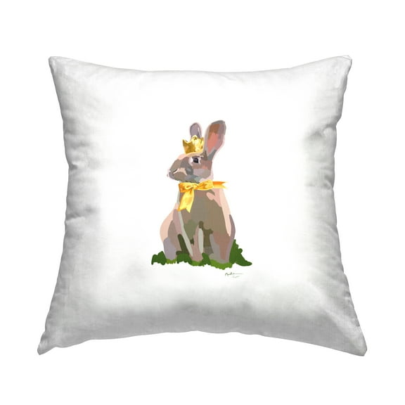 Stupell Industries Royal Bunny in Bow Decorative Printed Throw Pillow, 18 x 18