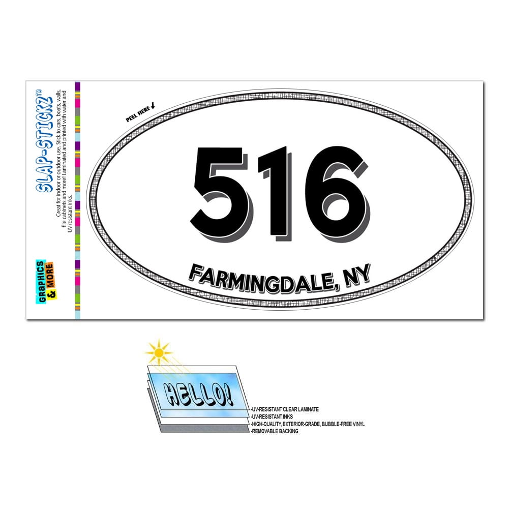 516 - Farmingdale, NY - New York - Oval Area Code Sticker - Walmart.com