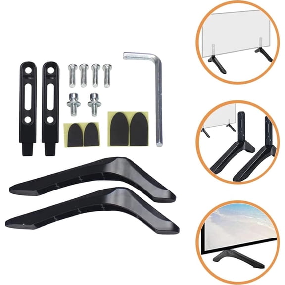 1 Set TV Base Feet TV Stand Mount Legs Universal Table Stand for 32-65 Inch LCD LED Screen Televisions Black