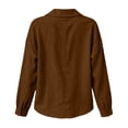 thumbnail image 3 of Shihyeh Womens Peter Pan Collar Pleated Blouse, Half Button Long Sleeve Solid Color Casual Babydoll Top for Women Daily Office Wear, 3 of 4
