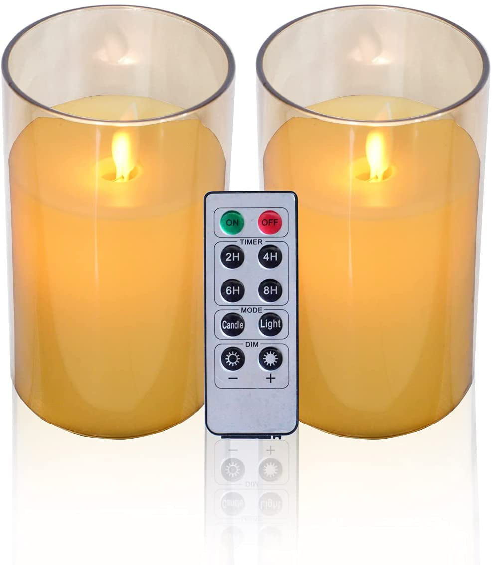 Luminara Flickering Moving Wick Flameless Pillar Candle LED with Remote Control 