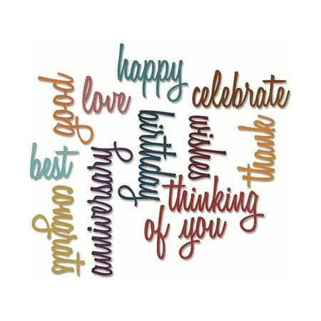 UPC: 0841182094032 | Sizzix Thinlits Dies – Celebration Words: Script by Tim Holt