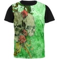thumbnail image 1 of St. Patricks Day Deadly Wild Irish Rose Skull Tattoo All Over Mens Black Back T Shirt Multi SM, 1 of 1