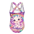 thumbnail image 3 of JAJAHO Girls Athletic Swimsuit For Kids One Piece Bathing Suit Cross-Back Cartoon Printed Full Coverage Beachwear For Girls 5-14 Years Casual Swimwear, 3 of 3