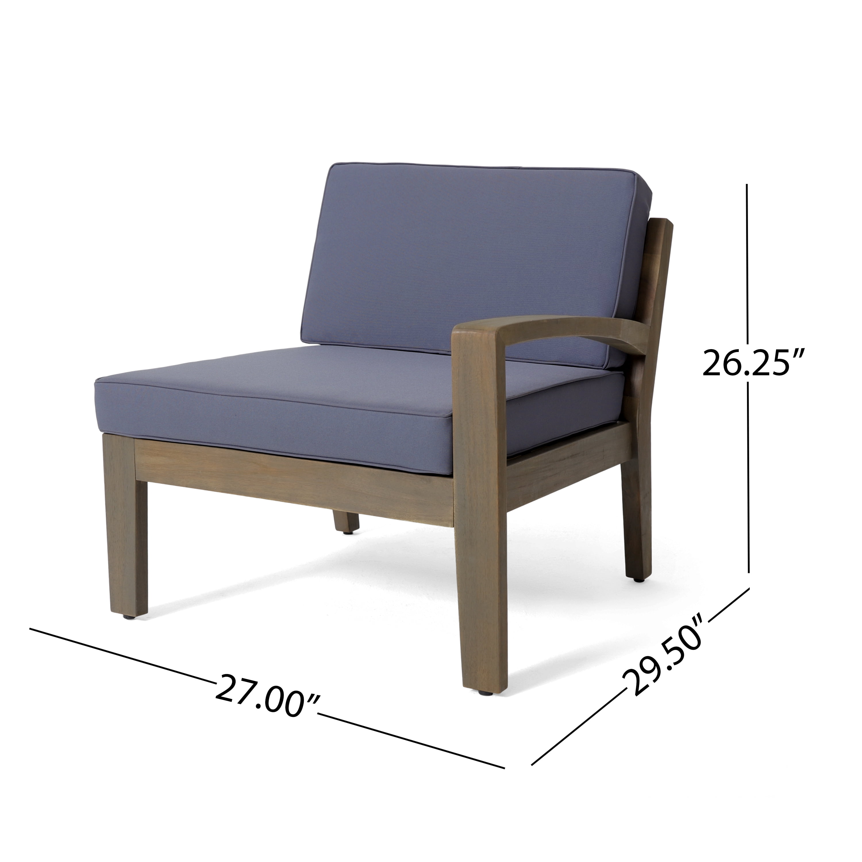 5-Piece Modular Outdoor L-Shape Sofa Set with Coffee Table & Ottoman, Acacia Wood, Gray Water-Resistant Fabric