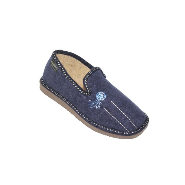 PANTUFLA CASUAL EXTRA CONFORT MUJER DAMA AZUL MARINO TEXTIL 914 LEON 914p