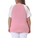 thumbnail image 3 of Blusa de verano sin mangas de contraste para mujer de tallas grandes Agnes Orinda 1X Rosa, 3 of 6