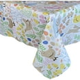 thumbnail image 3 of Home Bargains Plus Rectangle Fabric Tablecloth for Barbecue Party, 60 x 84 Inch, Rabbits and Chickens Print, Indoor Outdoor Wrinkle and Stain Resistant Table Cover, Multicolor Farm Animals, 3 of 8
