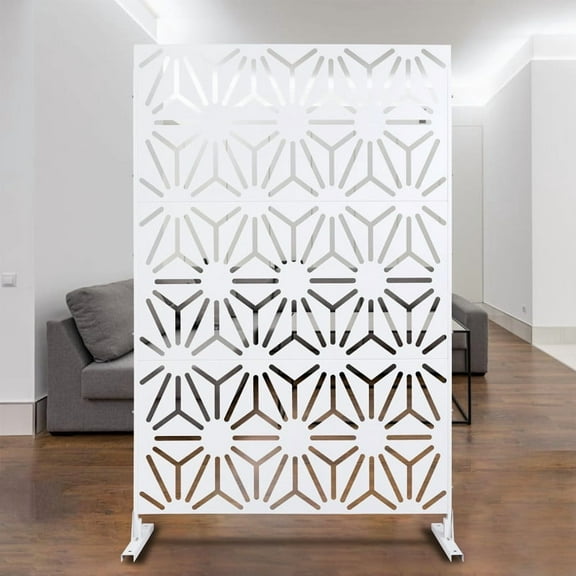 Outdoor & Indoor Privacy Screen Metal Privacy Screen 76" H×48" W, Freestanding Decorative Privacy Screen for Deck Balcony Patio, Privacy Fence Panels for Outside Lawn Garden