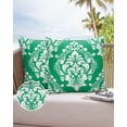 thumbnail image 6 of Pack of 2 Outdoor Pillow Covers, Green Classic Luxurious Old Brocade Pattern Waterproof Square Throw Pillowcase Cushion Decorative Pillow Covers for Couch Patio Tent, 24x24 in, 6 of 6