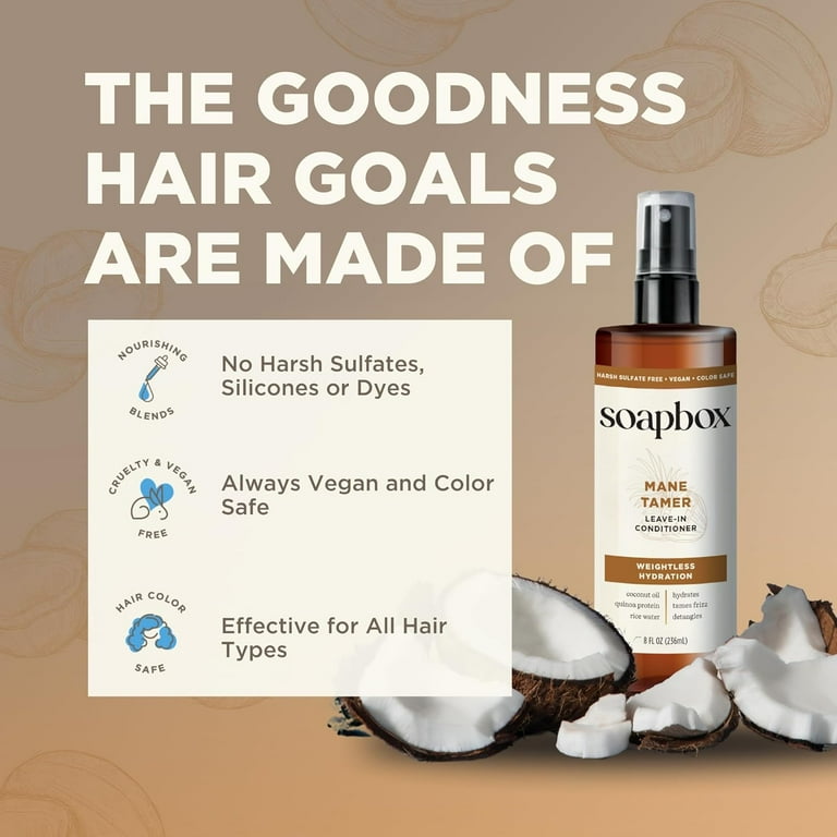 Soapbox Mane Tamer Leave-in Conditioner Spray, Frizz Control