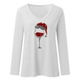 thumbnail image 3 of Fiaer Christmas White Long Sleeve Shirts for Women V Neck Shine Glass T Shirts Plus Size Loose Fit Tops White XL, 3 of 4