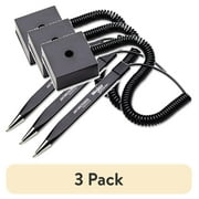 (3 pack) Mmf Industries Wedgy Secure Antimicrobial Ballpoint Counter Pen W/square Base, .5mm, Black /barrel