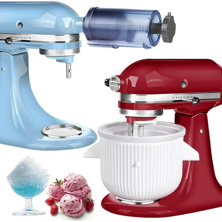 

Ice Cream Maker & Shaved Ice Attachment for Kitchen aid Mixer Kitchenaid Accessories Set Includes Shaved Ice Machine with 8 Ice Molds and Ice Cream Gelato Maker for 4.5 Qt & Larger Stand Mixers
