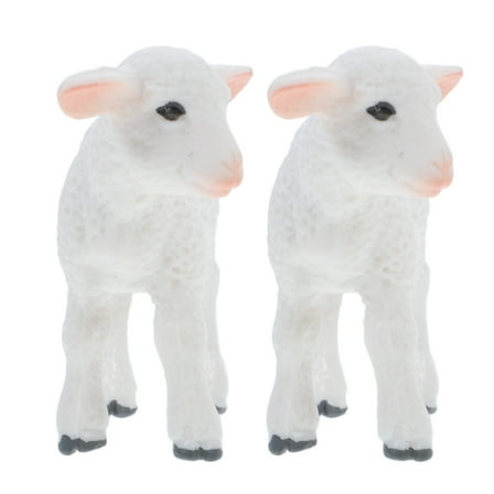 HOMEMAXS  2 Pcs Animal Figurine Home Decor Lamb for Figurines Animals Baby White