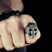 Aellinatey Skull Shaped Adjustable Rings Alloy Material Finger Rings Gift for Women Man