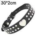 thumbnail image 2 of Collar de perro de cuero con remache de corazón brillante de diamantes de imitación de 2 filas para tamaño pequeño, 2 of 5