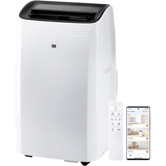 Restored TCL H10P36W 10,000 SACC BTU (ASHRAE 14,000 BTU) Smart Portable Air Conditioner, Fan & Dehumidifier, 450 Sq. Ft, 3-Speeds, Remote Control