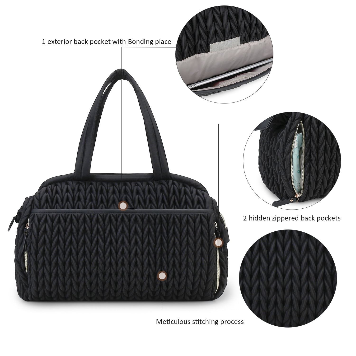 Sunyuer Diaper Tote Bags for Women, Lightweight Travel Work Hospital Maternity Weekender Bag, Crossbody Mommy Bag