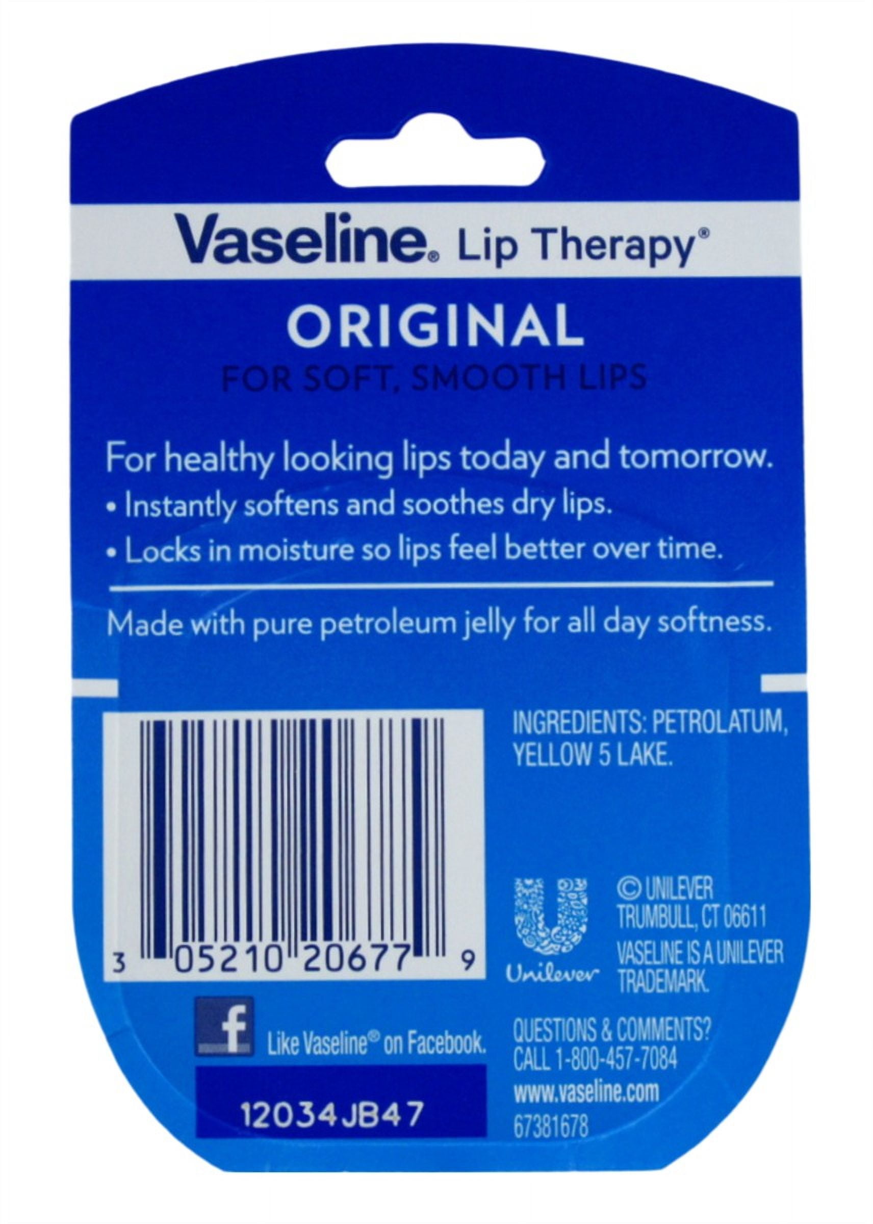 Vaseline Lip Therapy Original 0.25 Ounce Jar (Pack of 8)