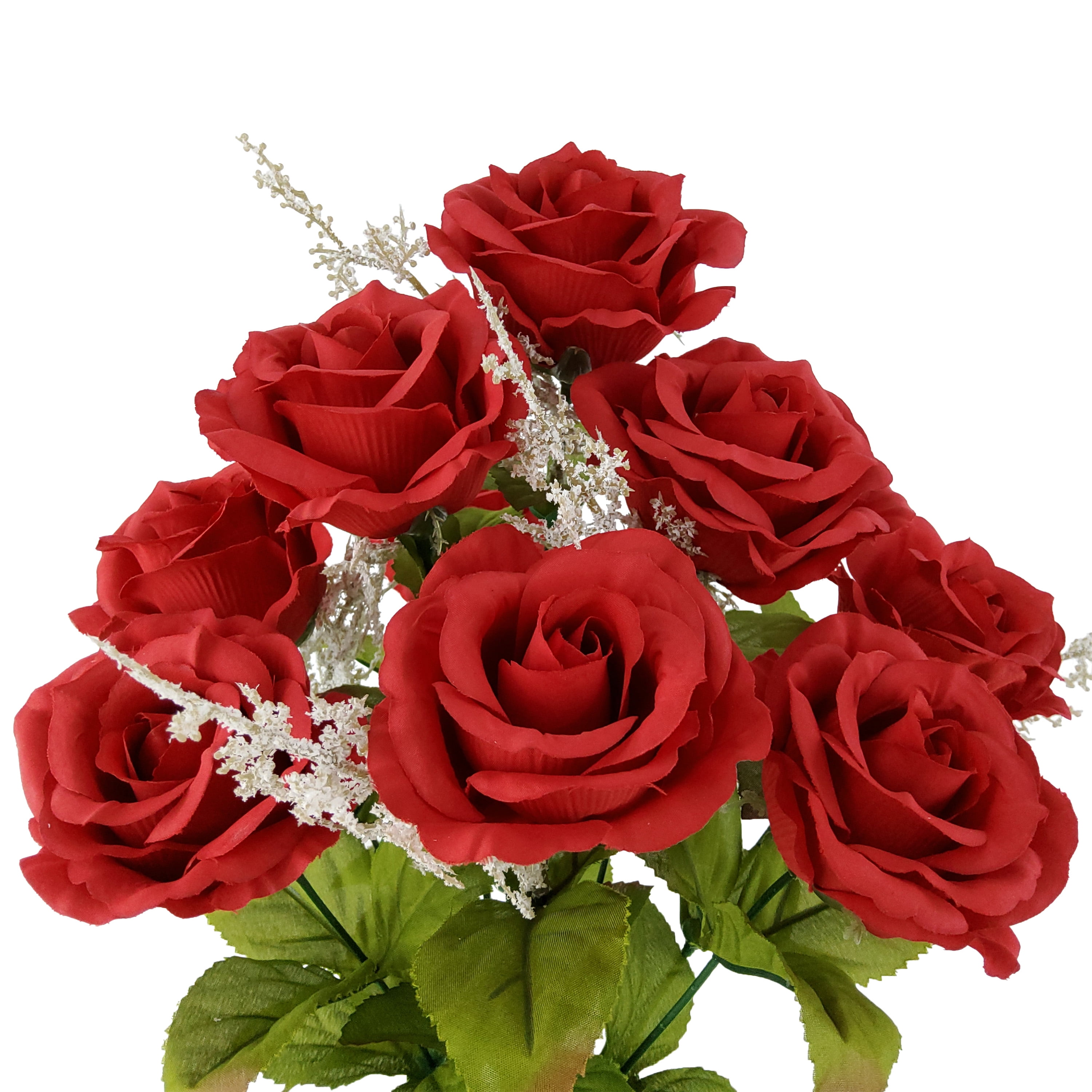 (2 pack) Mainstays Indoor Artificial Rose Bush, Red Color, Assembled Height 17.5"