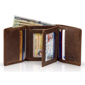 Stealth Mode Trifold Wallet RFID Blocking, Crazy Horse Brown