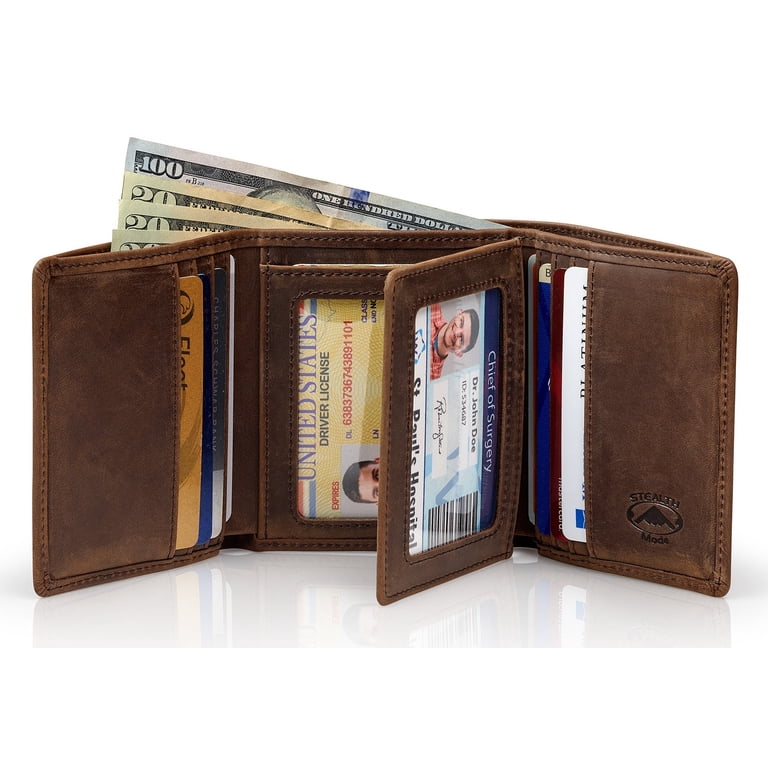 Stealth Mode Trifold Wallet RFID Blocking, Crazy Horse Brown photo 1