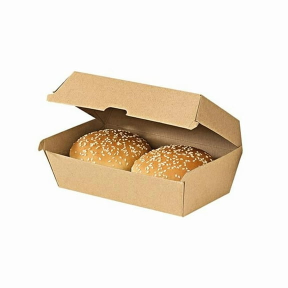 8.9 x 4.9 x 3.2 in. Kraft Corrugated Hamburger Clamshell Take Out Box - 200 Piece