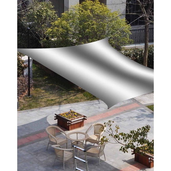 Dark Gray Sun Shade Sail 6.5'x10' Rectangle Outdoor Shade Canopy, Gradient White Abstract Minimalist Stripe Porch Shades Outdoor Sun Blocking Screen, Sunshade Cloth Covers for Patio/Deck/Garden