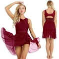 thumbnail image 2 of Eandarui Lyrical Dance Costume for Women Sleeveless Asymmetrical Gymnastics Ballet Dress Contemporary Wine Red XXL, 2 of 6