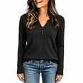thumbnail image 3 of LWFFDAW Ribbed Knit Fall Sweaters for Women Long Sleeve Dressy Casual Button Henley Sweaters Lightweight Soft Loose Pullover Sweater, 3 of 6