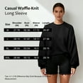 thumbnail image 5 of XXXFLOWER Ladies Casual Tops, Women’s Waffle Henley Long Sleeve T Shirt - Lightweight Crew Neck Blouse for Spring Autumn Daily Casual Wear(Black)2XL, 5 of 6