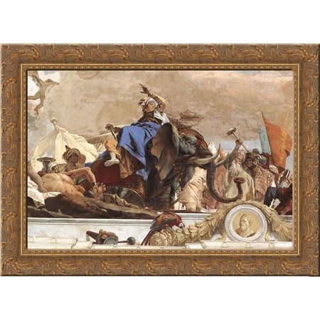 Apollo and the Continents [detail: 7] 24x19 Gold Ornate Wood Framed Canvas Art by Tiepolo, Giovanni Battista