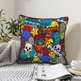 thumbnail image 2 of DouZhe Velvet Decorative Throw Pillow Covers Set of 2, Soft Square Cushion Cover with Invisible Zipper Graffiti abstract characters Printing, 16"x16", 2 of 7