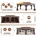 thumbnail image 4 of HOTEEL 12'x20' Heavy Duty Outdoor Gazebo, Patio Gazebo Waterproof Large Party Tent & Shelter with Double Roofs, Mosquito Nettings and Privacy Screens for Backyard, Garden, Lawn, Brown, 4 of 12