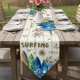 thumbnail image 6 of Beach Surfboard Table Runner Linen Burlap Table Runner 70 Inches Long Summer Sea Surfing Tropical Botanical Tree Dresser Scarves for Kitchen Island Coffee Dining Room Party Holiday Decor 13"x70", 6 of 8