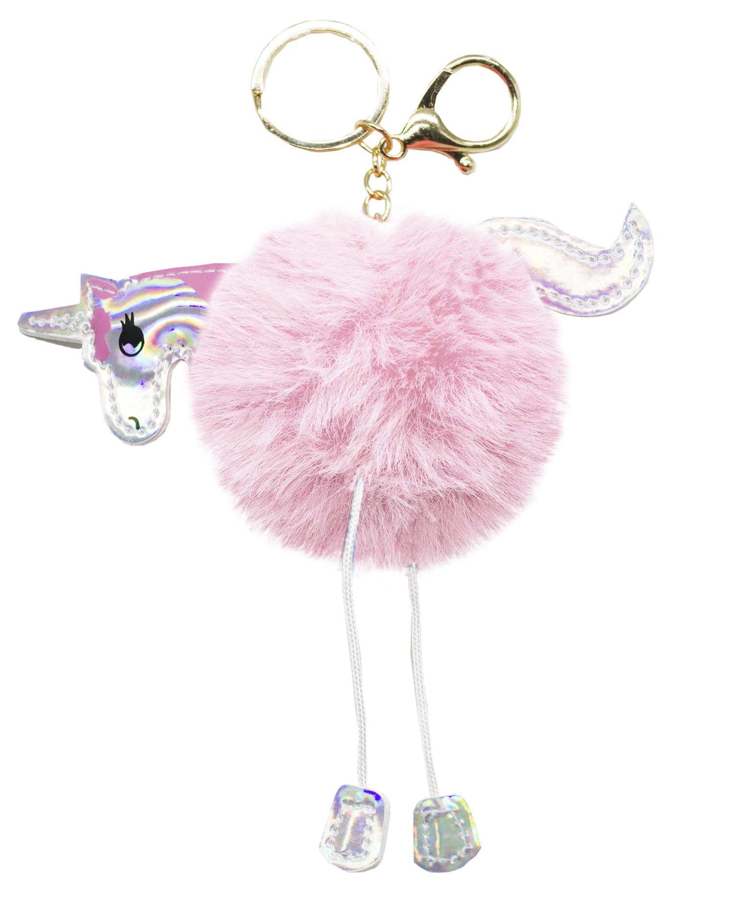 FLUFFY UNICORN KEYCHAIN 6" Cute Faux Fur Key Chain Ring Accessory Fun Girl Gift
