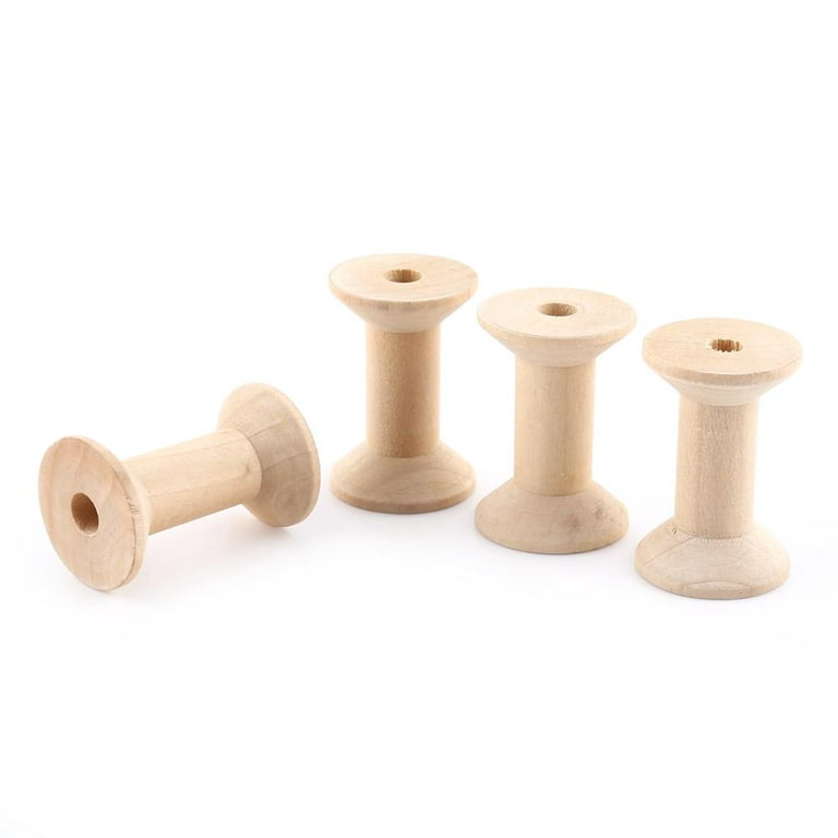 LIYJTK Wooden Spools,Yarn Bobbins for Crochet,10pcs Wooden Empty Thread  Spools Natural for Carriers, Shuttles ,Spools 