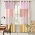 thumbnail image 4 of Colorful Stripe Kitchen Curtains 84 Inch Length, Modern Pink Red Yellow Vertical Striped Grommet Top Bedroom Living Room Curtains, Light Filtering Cafe Curtain Drapes 2 Panels Set 84''x84'', 4 of 9