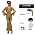 thumbnail image 2 of BOOMNY Halloween 70S Women Disco Outfit Hippie 7Pcs Sequin Top Bell Bottoms With Accessories Sets Shiny Stage Performance Partywear, 2 of 5
