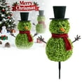 thumbnail image 5 of Snowman Topiary Tree 22 Inch Artificial Snowman Shaped Topiary with Red Bow Santa Hat Boxwood Topiaries for Outdoor Indoor Home Front Porch Door Decor, 1PC, 5 of 9