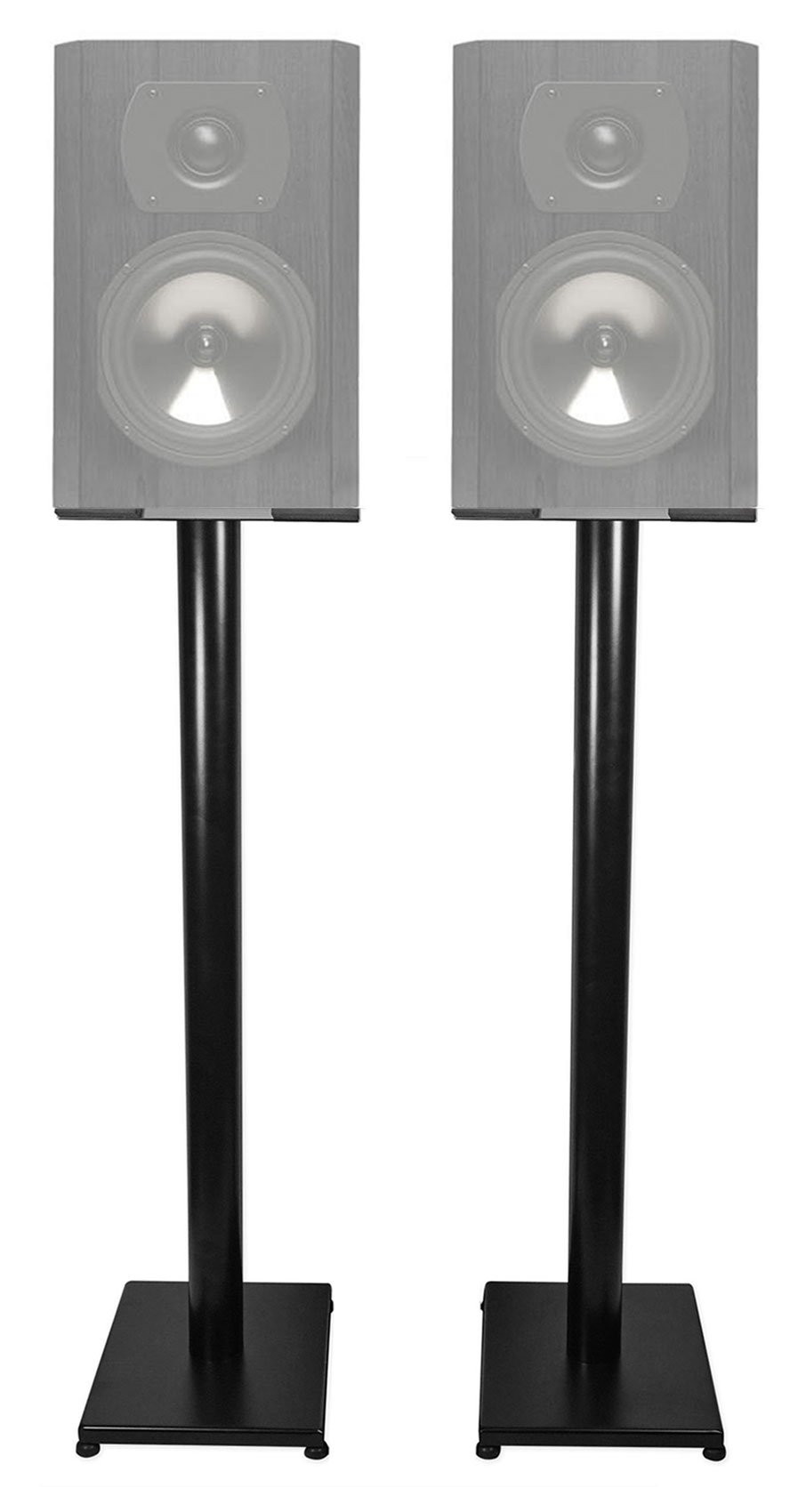 Pair Black 37” Steel Speaker Stands For 