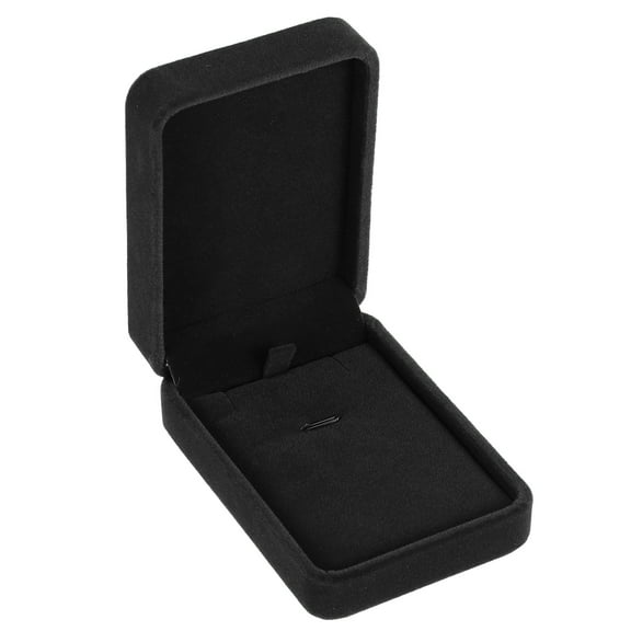 Velvet Necklace Box, Single Slot Vintage Jewelry Holder for Wedding, Black