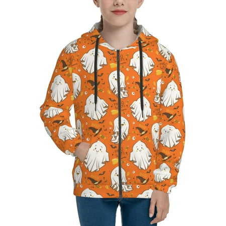 

Hoodies for Teen Girls Boys halloween ghost print Long Sleeve Youth Kids Essentials Zip Up Hoodie Lghtweight Fashion Hoodies & Sweatshirts Jacket Fall Winter Outfits Tops